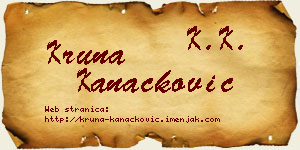 Kruna Kanačković vizit kartica